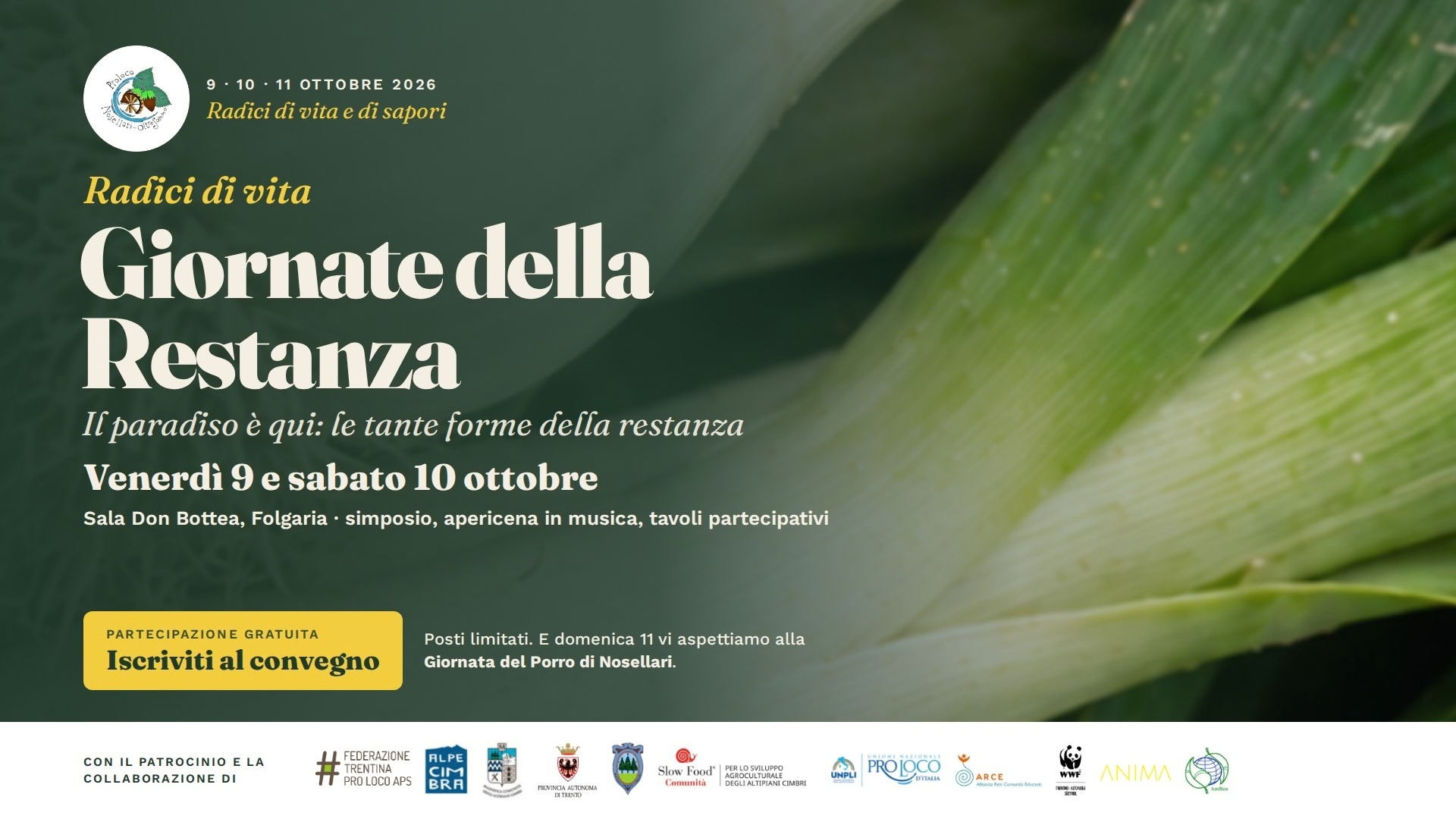 Giornate della Restanza 2026 — 9, 10 e 11 ottobre a Folgaria e Nosellari