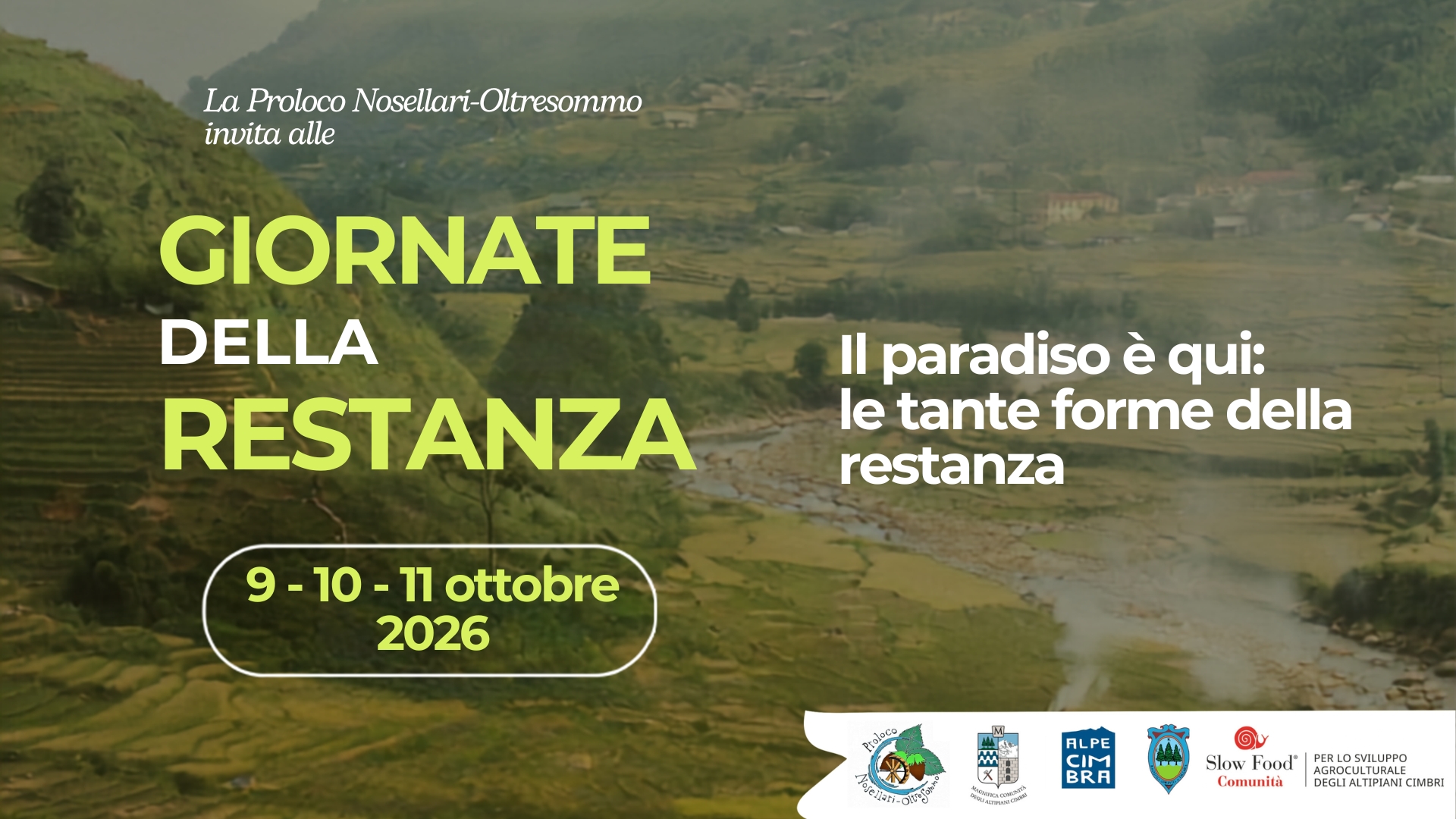 Giornate della Restanza 2026 — 9, 10 e 11 ottobre a Folgaria e Nosellari